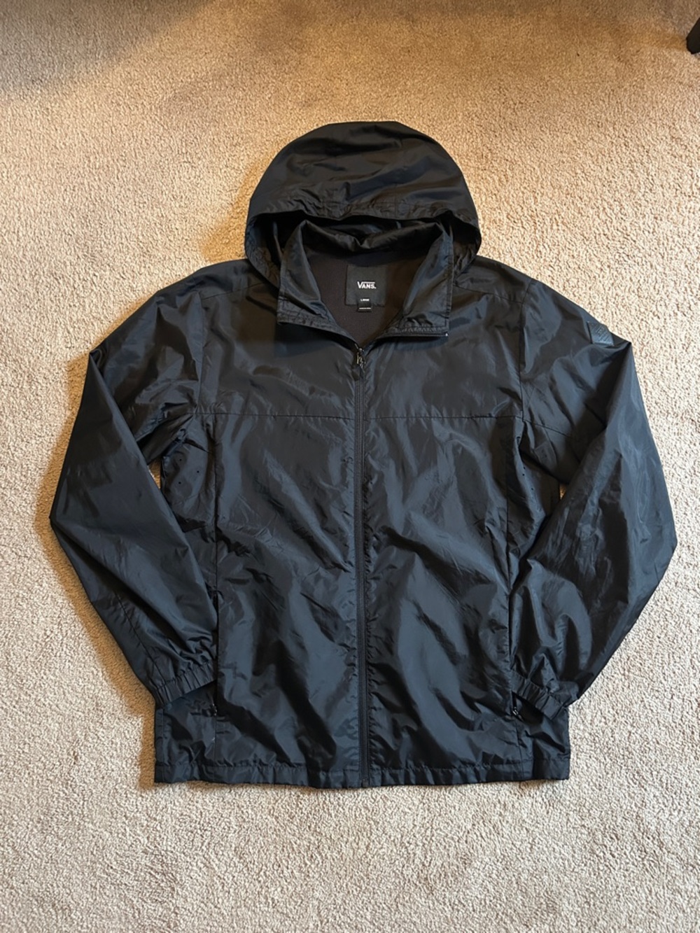 Vans Black Hooded Windbreaker Rain Jacket